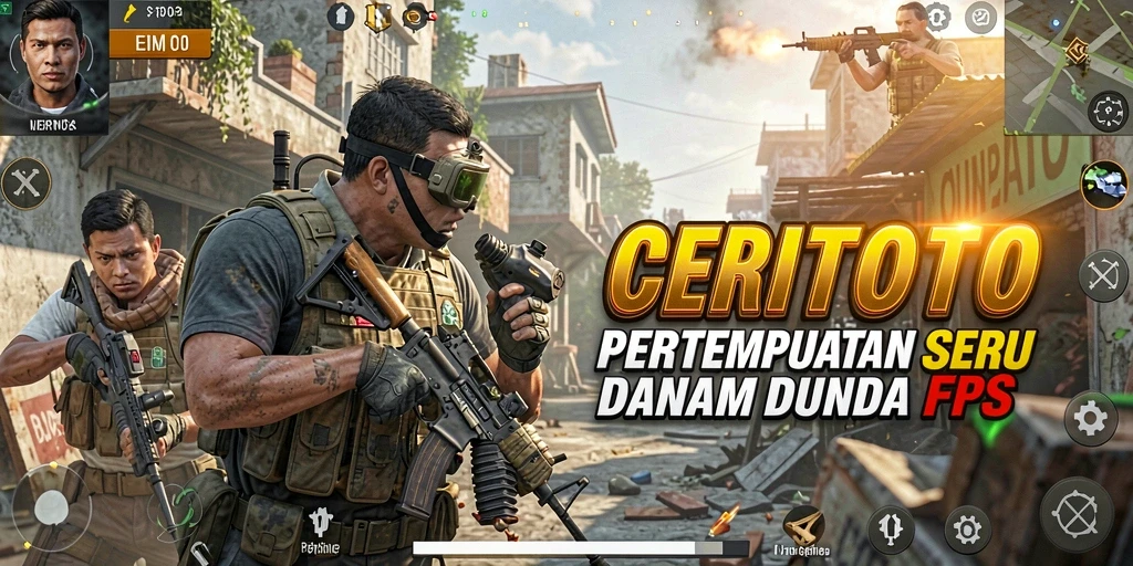 Screenshot menunjukkan aksi menegangkan dalam game FPS CERITOTO.