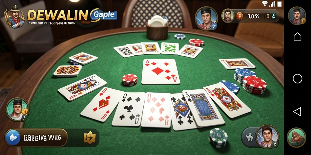Tampilan seru gameplay DEWALIN dalam permainan Gaple.