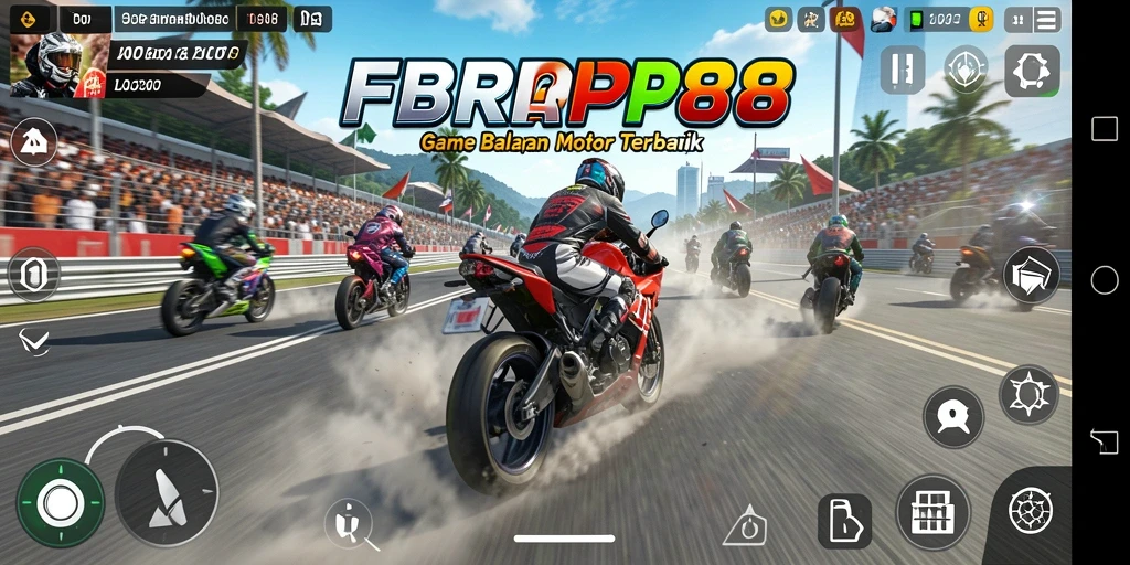 Gambar menampilkan aksi seru balapan motor dalam FBRP88.