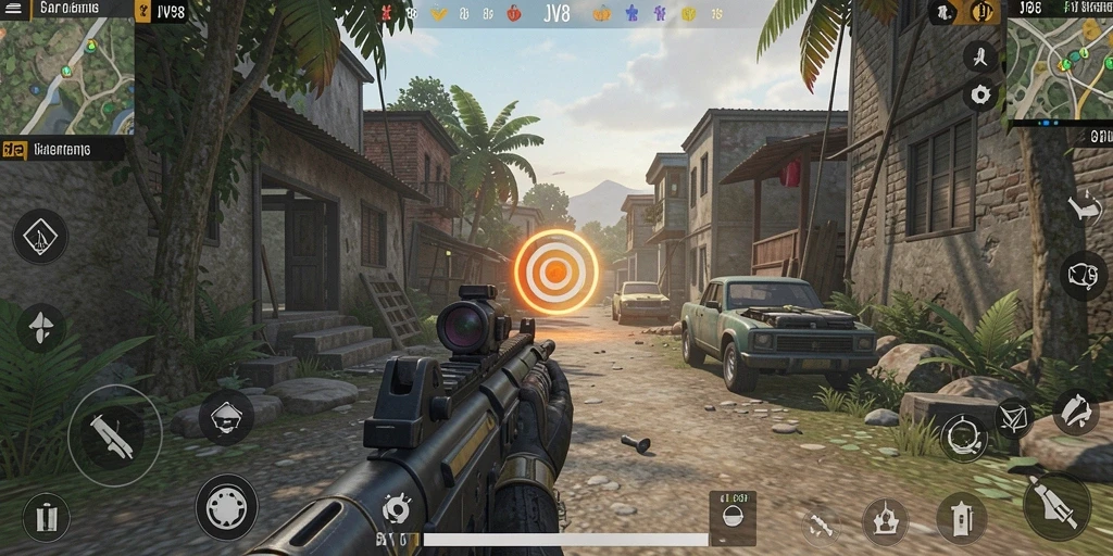 Screenshot gameplay JV88 menampilkan aksi menegangkan dalam TPS.