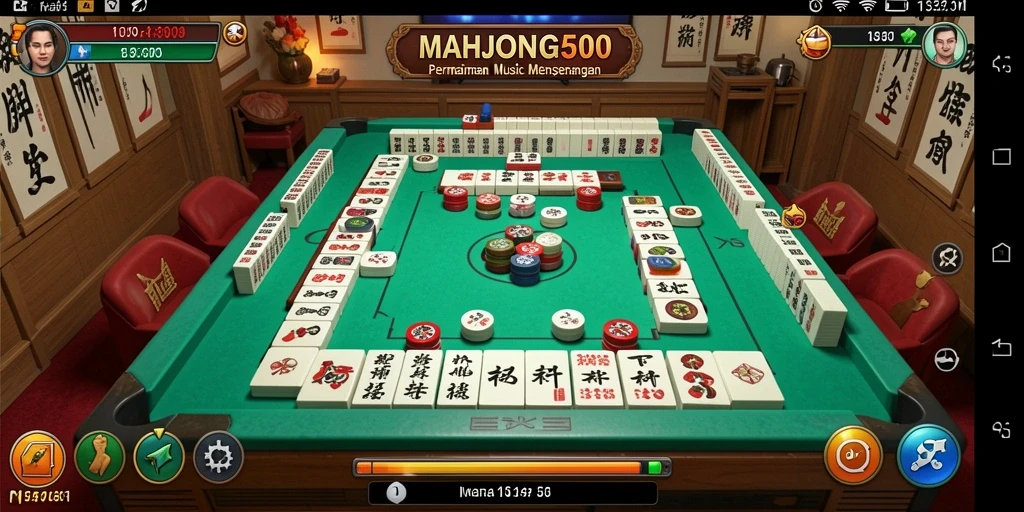 Screenshot gameplay <strong>MAHJONG500</strong> menampilkan pemain menikmati permainan sambil mendengarkan musik.