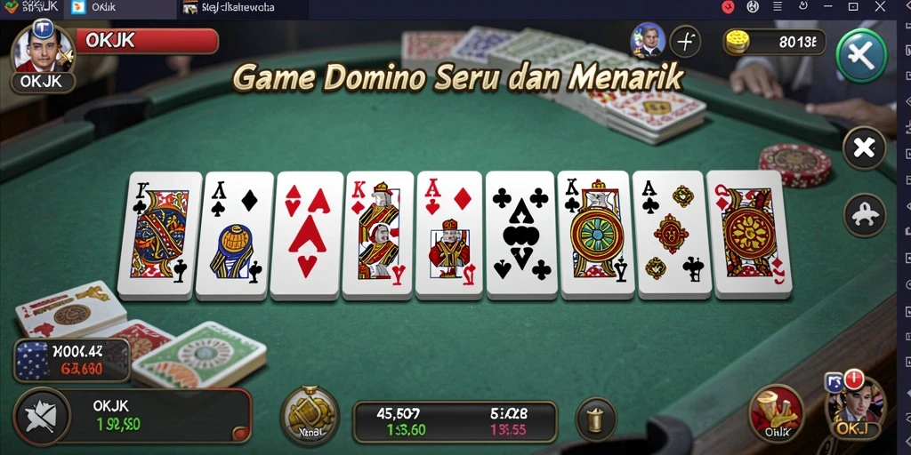 Screenshot dari gameplay menarik di OKJK menunjukkan momen seru permainan Domino.