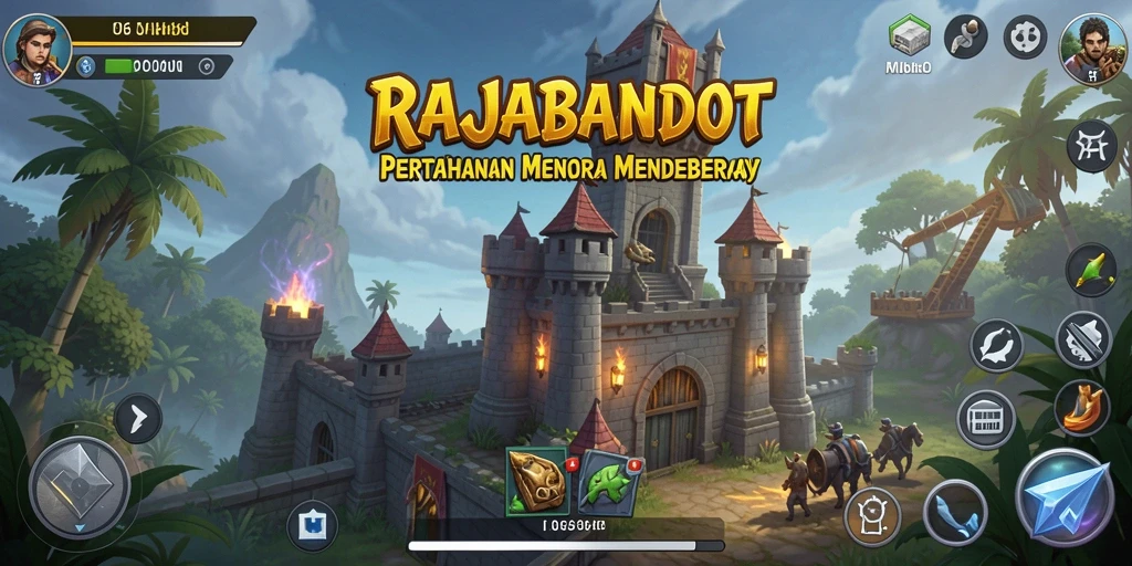 Screenshot gameplay menampilkan menara pertahanan yang siap menghadapi serangan musuh.