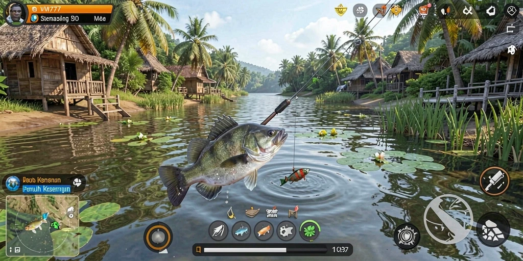 Gameplay seru saat memancing ikan dengan berbagai alat di VM777.